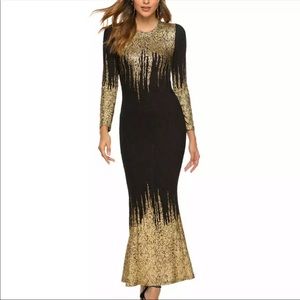 Classy Black Gold long dress Medium